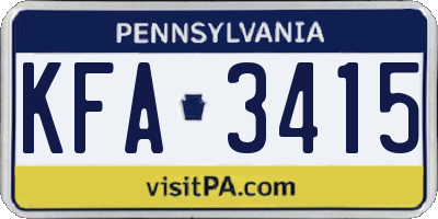 PA license plate KFA3415