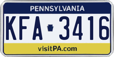 PA license plate KFA3416