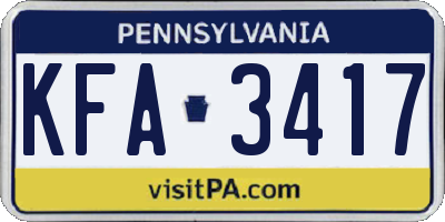 PA license plate KFA3417