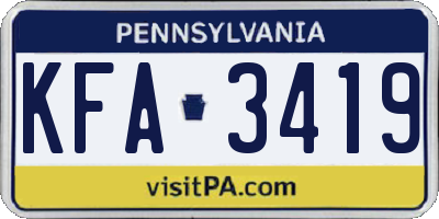 PA license plate KFA3419