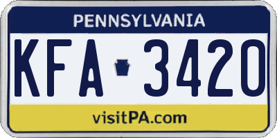 PA license plate KFA3420