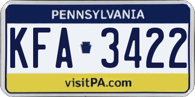 PA license plate KFA3422