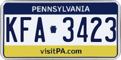 PA license plate KFA3423