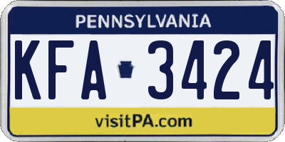 PA license plate KFA3424