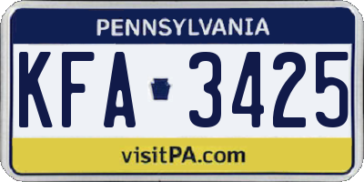 PA license plate KFA3425
