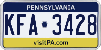 PA license plate KFA3428