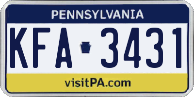 PA license plate KFA3431