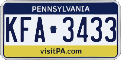 PA license plate KFA3433