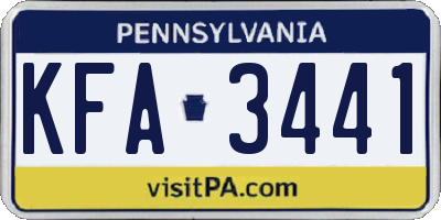 PA license plate KFA3441