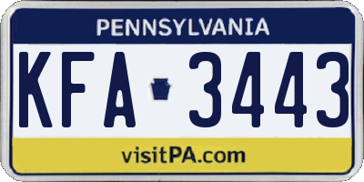 PA license plate KFA3443