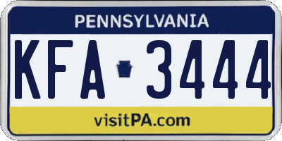 PA license plate KFA3444