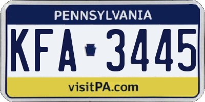 PA license plate KFA3445