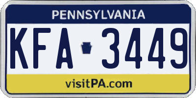 PA license plate KFA3449