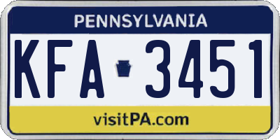 PA license plate KFA3451