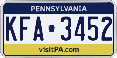 PA license plate KFA3452