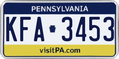 PA license plate KFA3453