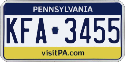 PA license plate KFA3455