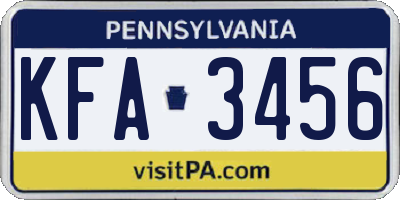 PA license plate KFA3456