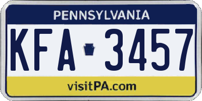 PA license plate KFA3457
