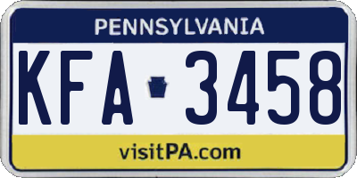 PA license plate KFA3458