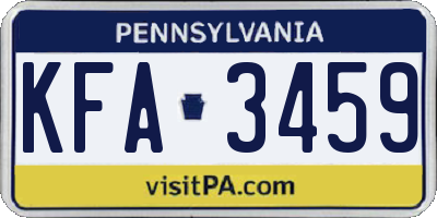 PA license plate KFA3459