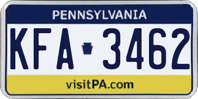 PA license plate KFA3462