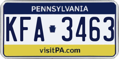 PA license plate KFA3463