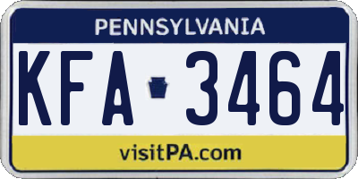 PA license plate KFA3464