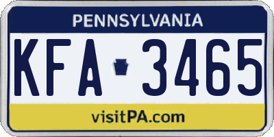 PA license plate KFA3465