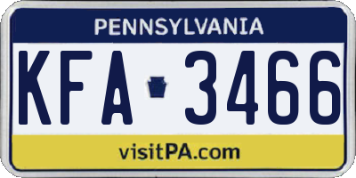 PA license plate KFA3466