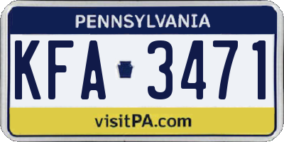 PA license plate KFA3471