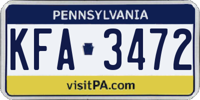 PA license plate KFA3472