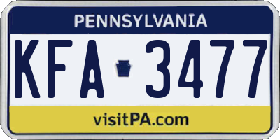 PA license plate KFA3477