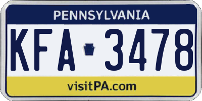 PA license plate KFA3478