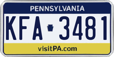 PA license plate KFA3481