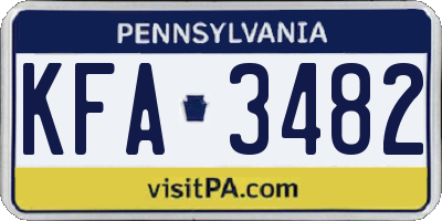 PA license plate KFA3482