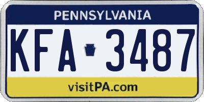 PA license plate KFA3487