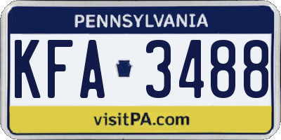 PA license plate KFA3488
