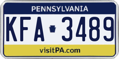 PA license plate KFA3489