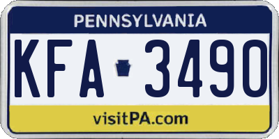 PA license plate KFA3490