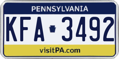 PA license plate KFA3492