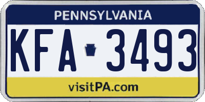 PA license plate KFA3493