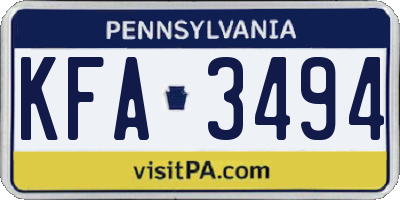 PA license plate KFA3494