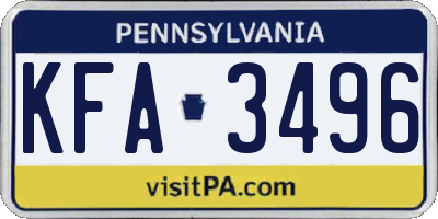 PA license plate KFA3496