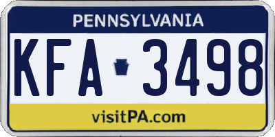 PA license plate KFA3498