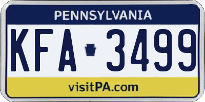 PA license plate KFA3499