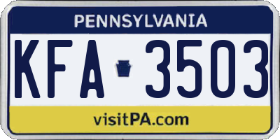 PA license plate KFA3503