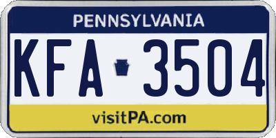 PA license plate KFA3504