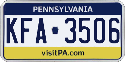 PA license plate KFA3506