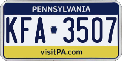 PA license plate KFA3507
